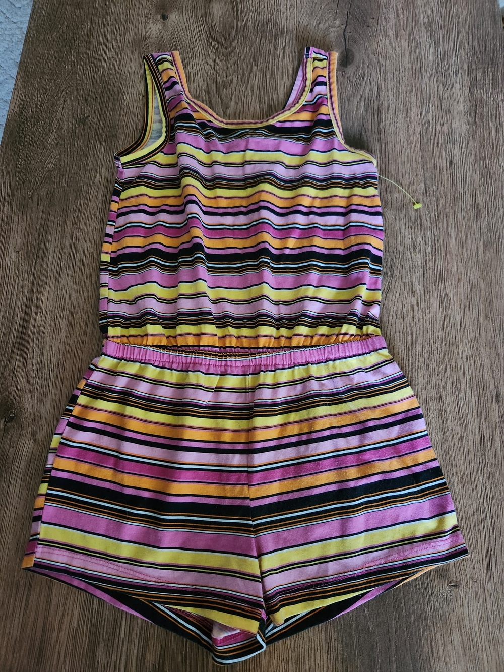 The Children's Place Striped Tank Romper in Pink, Yellow & Black